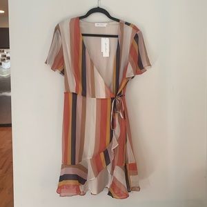 All in Favor Striped Wrap Dress